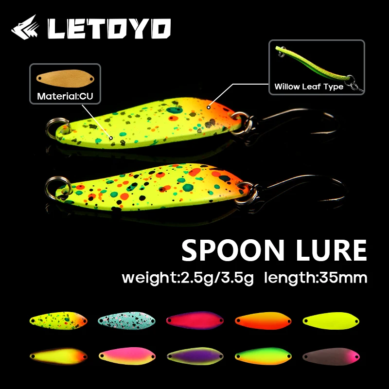 LETOYO-señuelo de pesca con forma de hoja de sauce, 2,5g/3,5g, capa de natación completa, cebo giratorio de cobre, señuelo luminoso con cuchara UV para trucha - imagen 5