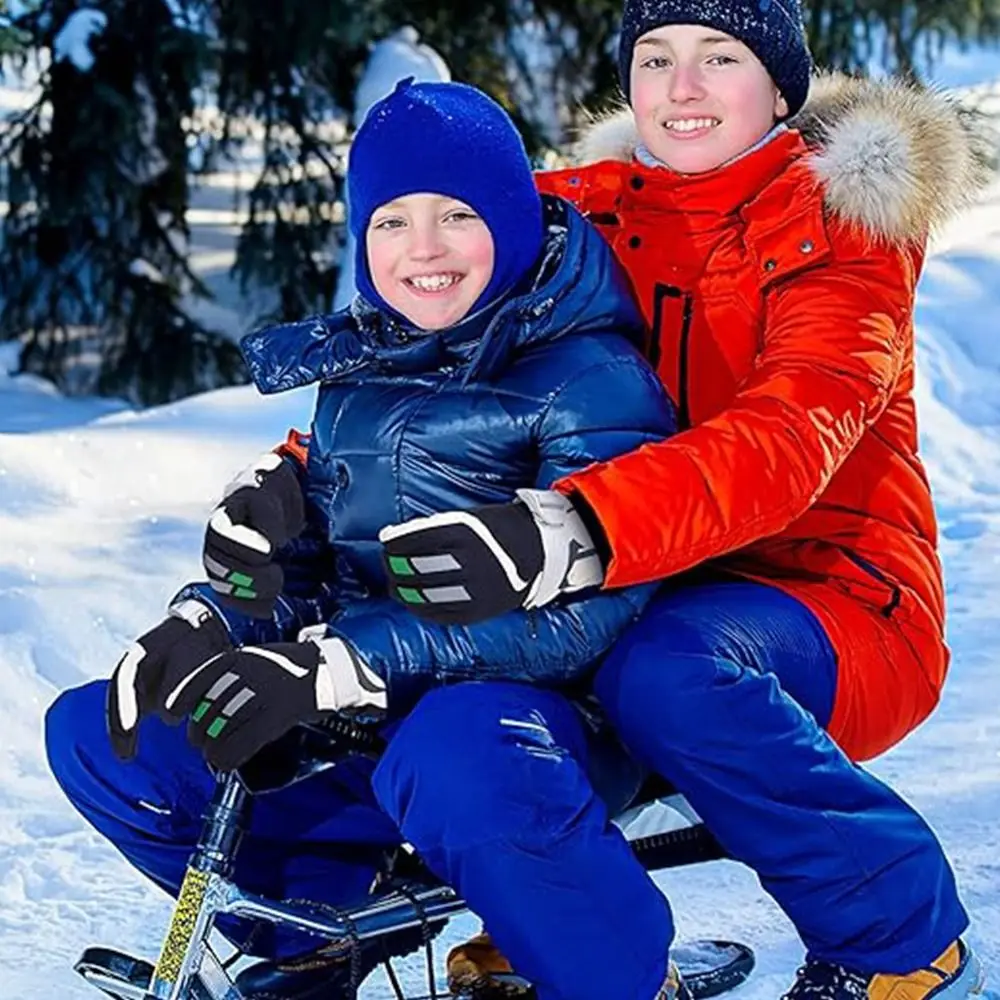 Lindos guantes de esquí a prueba de viento para niños, guantes antideslizantes gruesos y cálidos para niños, impermeables, cálidos para invierno, Snowboard para nieve - imagen 5