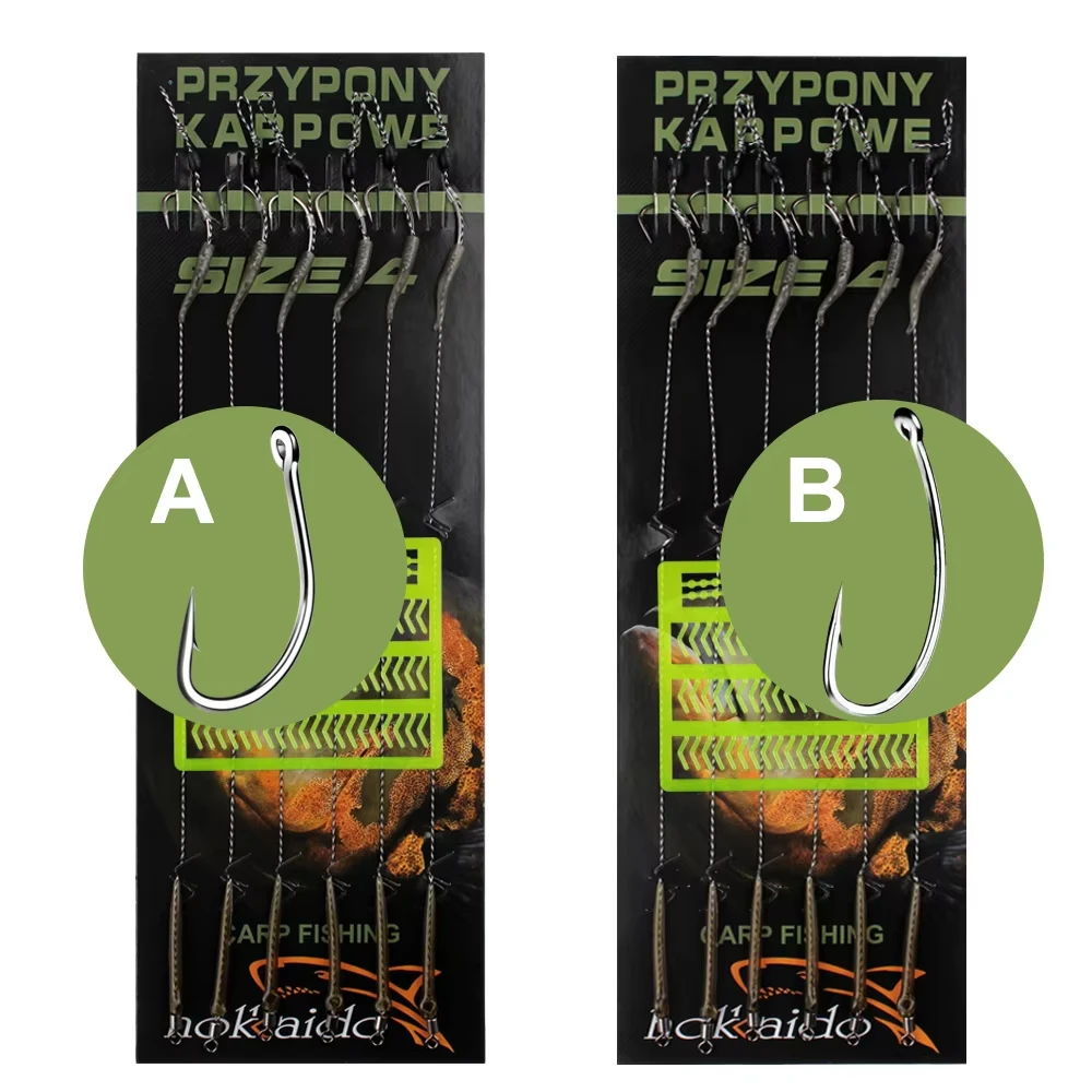 6 uds anzuelos de pesca de carpa anzuelo de carpa preatado aparejo de pelo para carpa con línea Boilies listos cebo aparejos de pesca de carpa - imagen 3