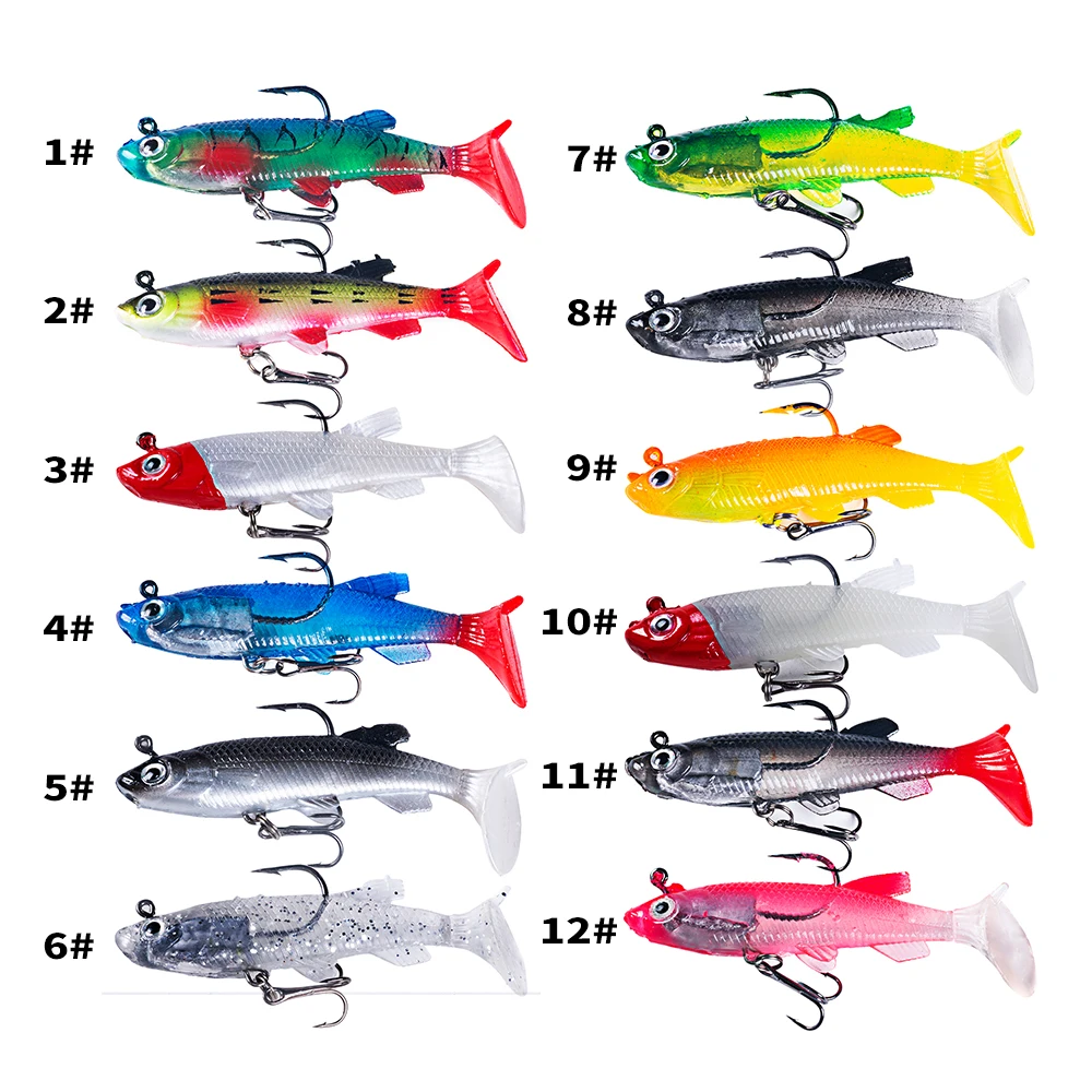 Anzuelos de pesca Jigging Wobblers, cebo suave de silicona, 8cm, 12g, cola en T, Swimbait, cebo de goma Artificial, señuelo de pesca de carpa, Lucio, 1 unidad - imagen 2