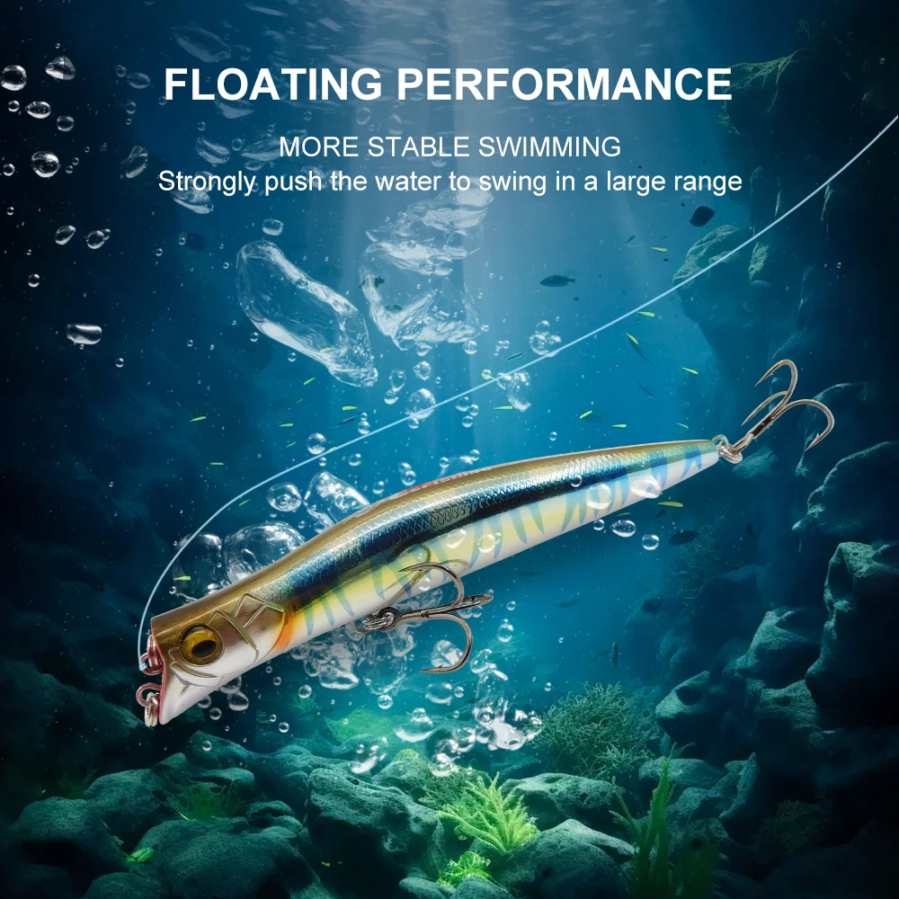 ESFISHING Señuelos de pesca flotantes Popper Darter King 100 mm 9,5 g Dos cebos duros profesionales de buceo Agua superior - imagen 5