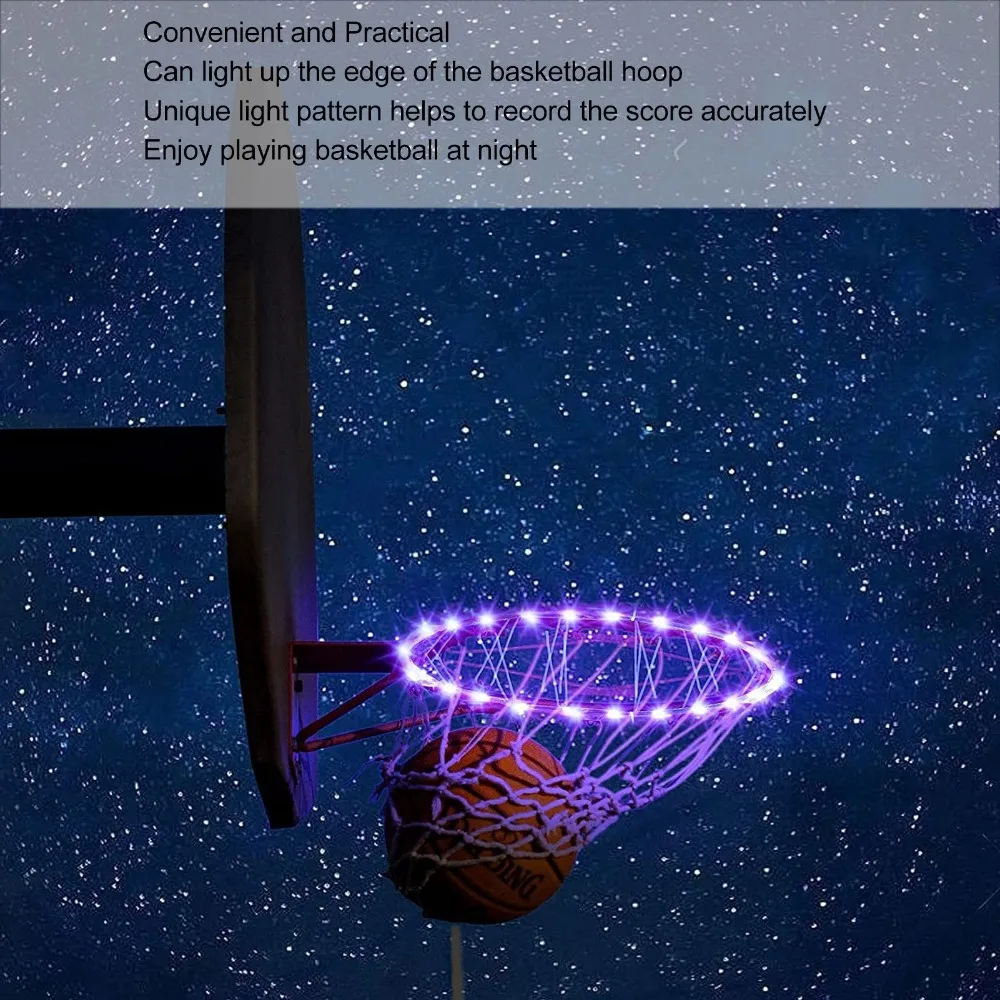 Luz colorida para aro de baloncesto, Control remoto, luz LED Flexible para aro de baloncesto, luz impermeable para baloncesto, luz nocturna para exteriores - imagen 2