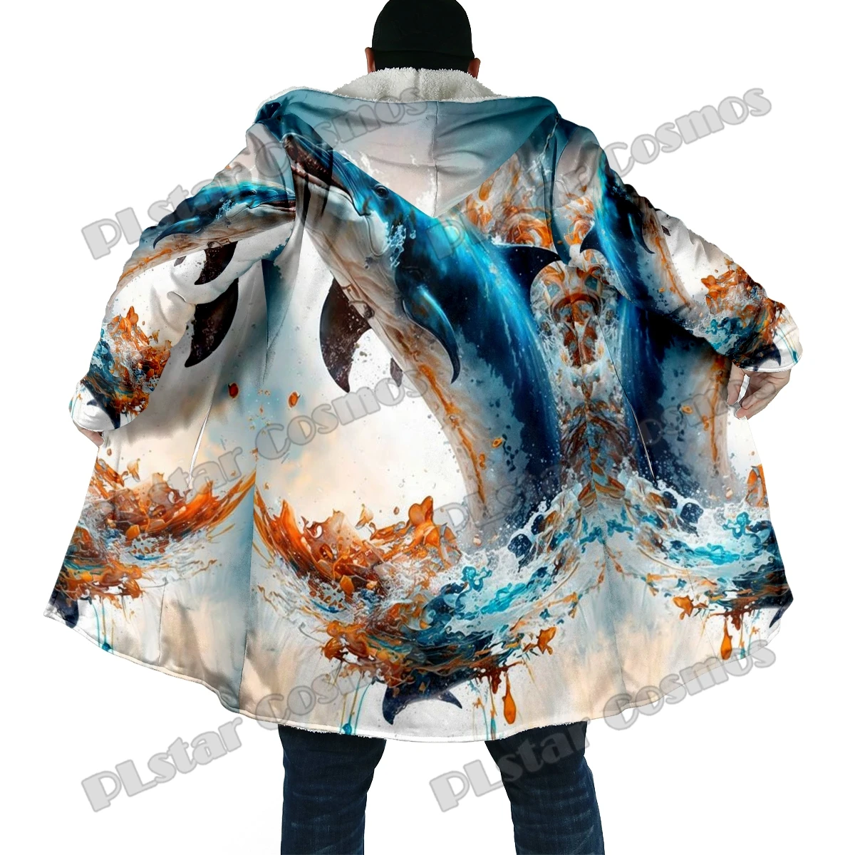 Capa Invernal de Pesca con Capucha – Estampado 3D de Pez Koi - imagen 4