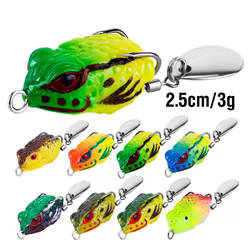 1 Uds Mini cebo suave de rana anzuelo de doble oculto señuelo de Pesca biónico lentejuelas cebo de rana Artificial realista trueno señuelo de rana cebo de Pesca