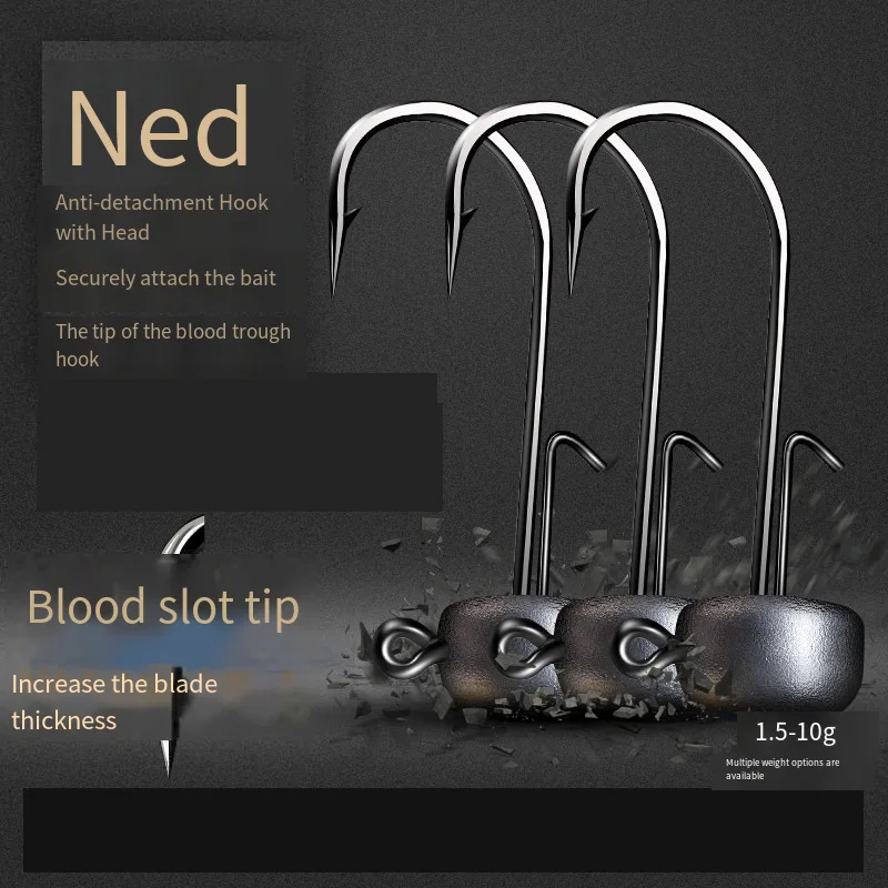 Anzuelo con cabeza de anzuelo de pesca, fuerte, anticaída, soporte auxiliar, ganchos, pez mandarín, plomo, cola en T, anzuelo de gusano - imagen 5