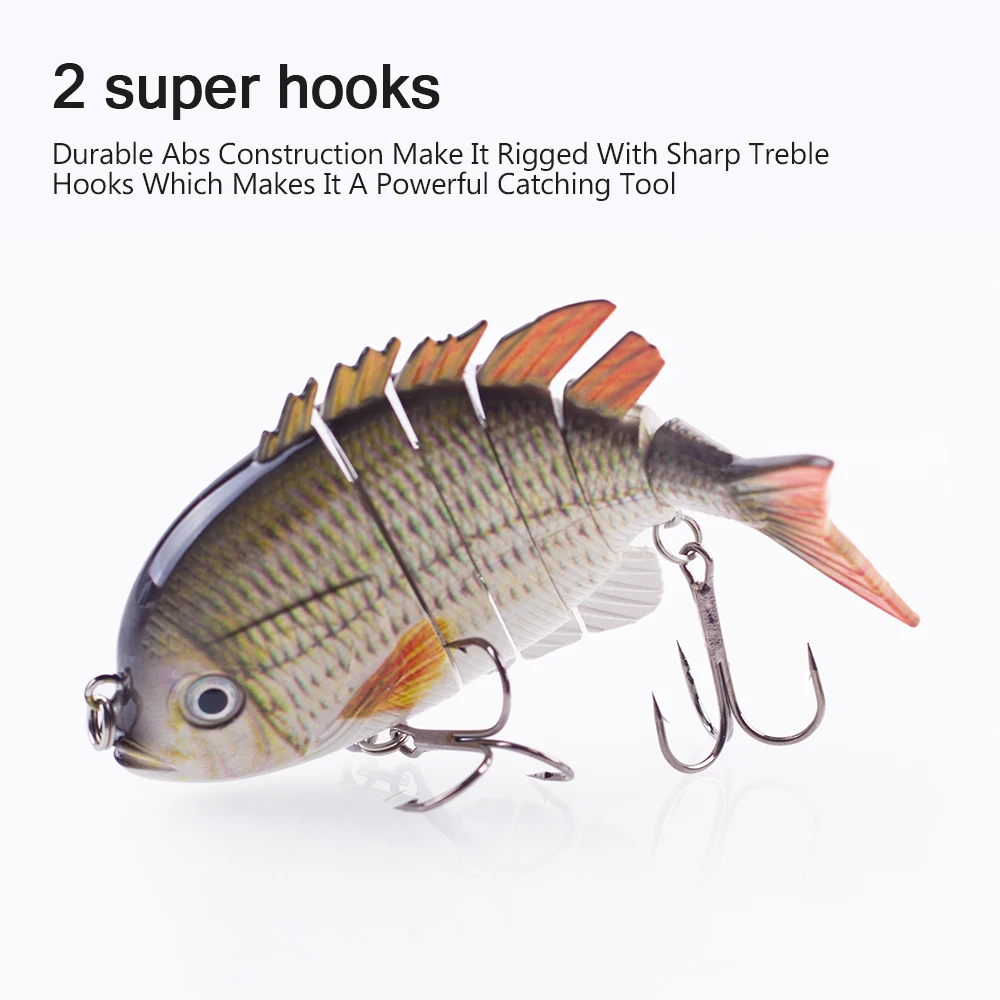 Hanlin-Señuelos de Pesca multiarticulados, cebo Artificial de cuerpo duro Wobbler, Swimbaits de Bluegill, aparejos de lubina que se hunden, 10cm, 37g - imagen 4