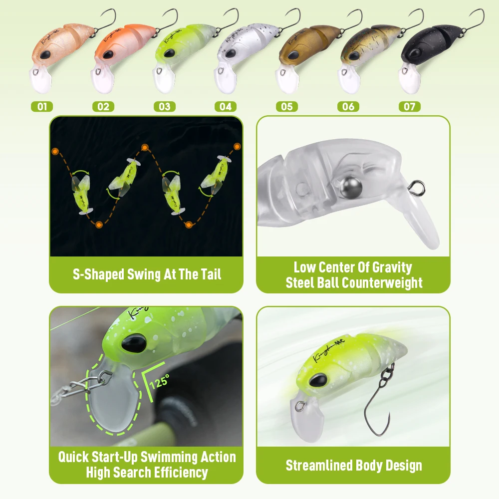 Kingdom Micro Series Kit de Señuelos de Pesca 5 unids/caja agua dulce flotante hundimiento Minnow lápiz Vibe Artificial duro Swimbait para lubina - imagen 3