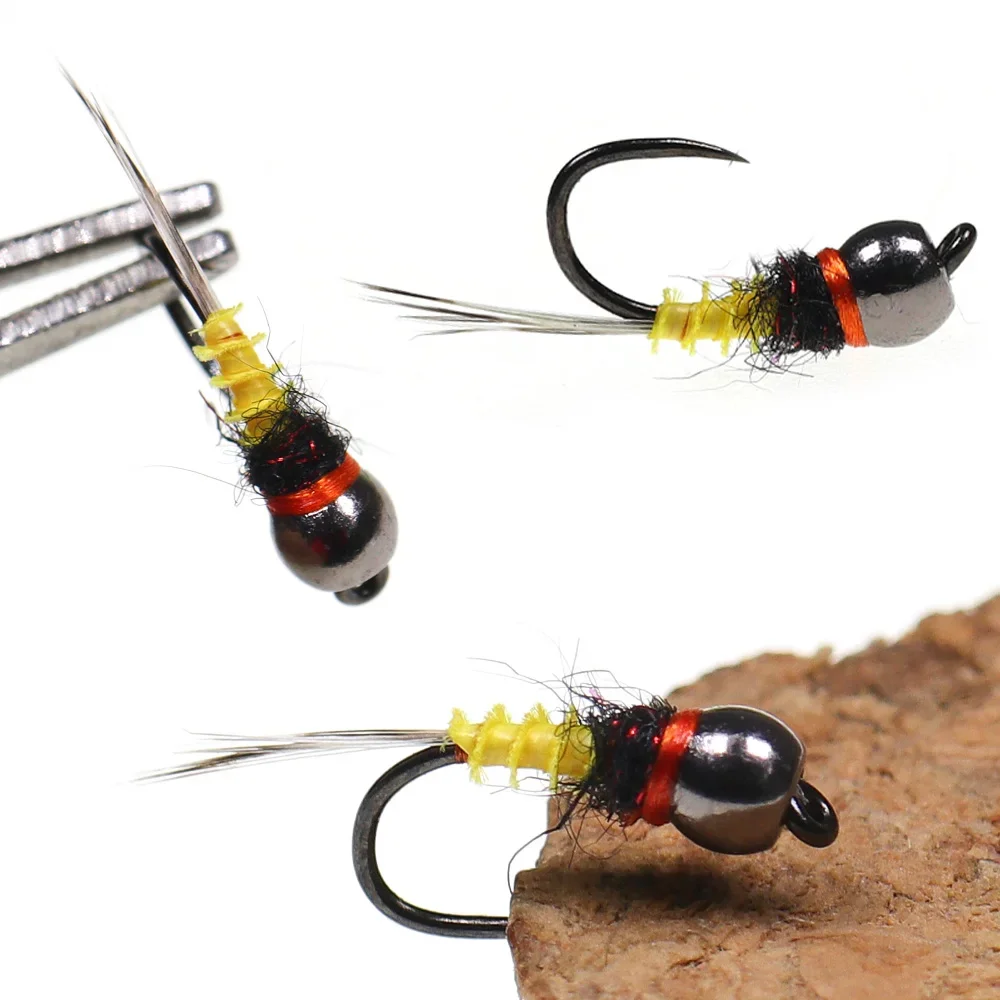 ICERIO 6 uds cabeza de cuentas de latón Ninfa mosca sin púas mosca húmeda hundimiento rápido Euro Ninfa trucha Grayling perca Bluegill señuelo de pesca con mosca - imagen 4