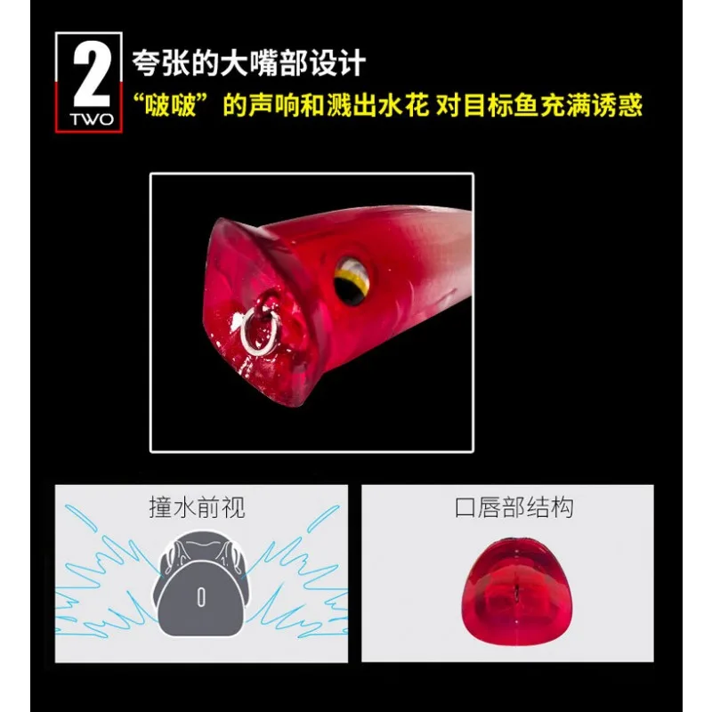 Señuelos de mar de ruptura, sistema de superficie flotante de fundición larga de 10g, cebo contra salpicaduras de choque, pesca de agua dulce en el mar, boca deformada, cebo negro para lubina - imagen 3