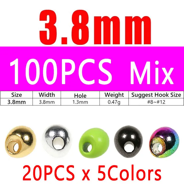 100pcs 3.8mm Mix