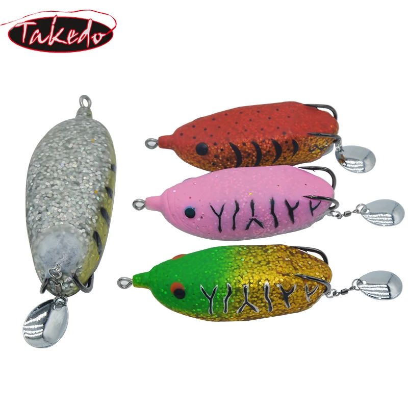 TAKEDO LW029 señuelo de pesca de rana con cabeza de serpiente de lubina hecho a mano, Crankbaits de cuerpo hueco suave, señuelo de rana de pesca, Wobblers Topwater Minnow - imagen 5