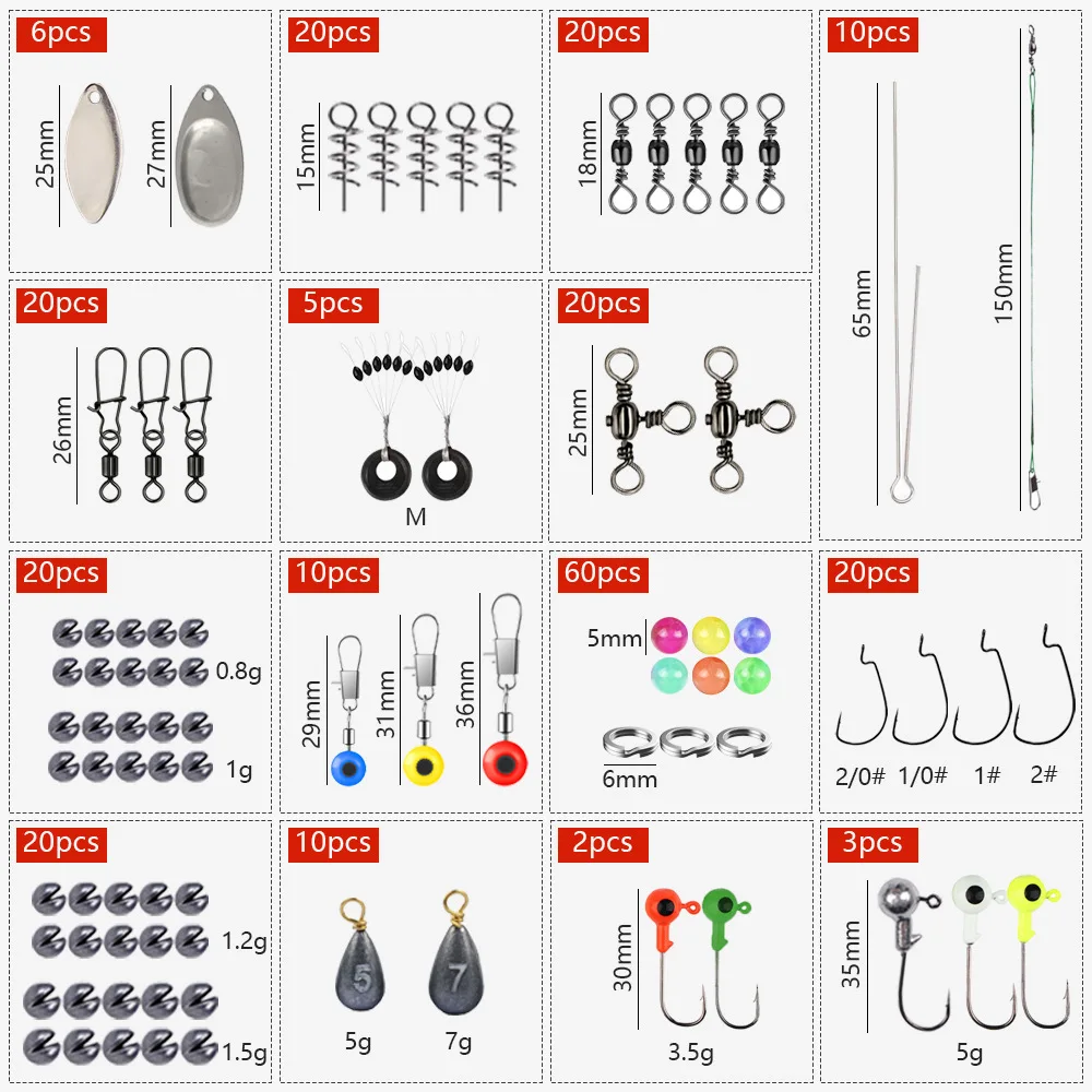 Kit pesca completo jigs anzuelos giratorios plumas señalización - imagen 2