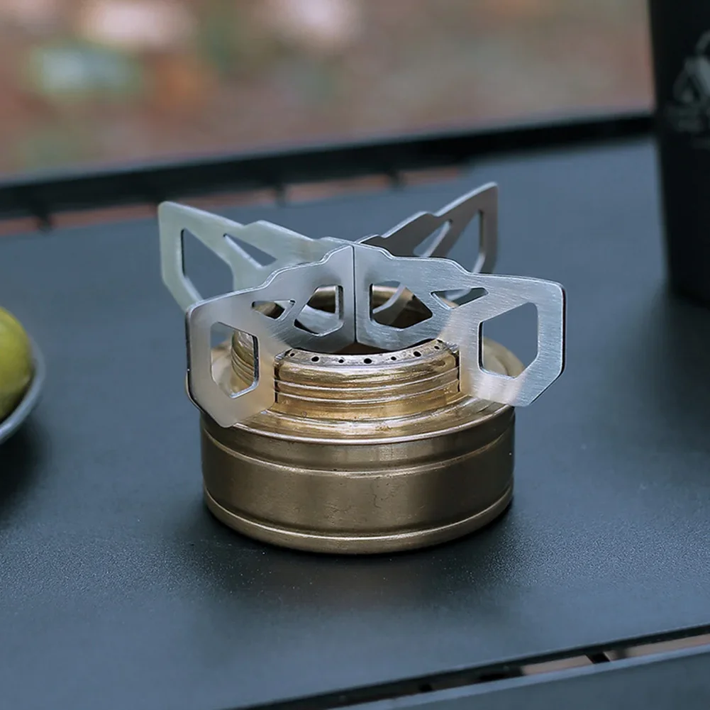 Mini hornillo de Alcohol de acero inoxidable, soporte cruzado para cocina resistente, ultraligero, para acampar al aire libre, 1/2 piezas - imagen 3