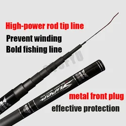 Caña de pesca telescópica carbono ultraligera portátil resistente