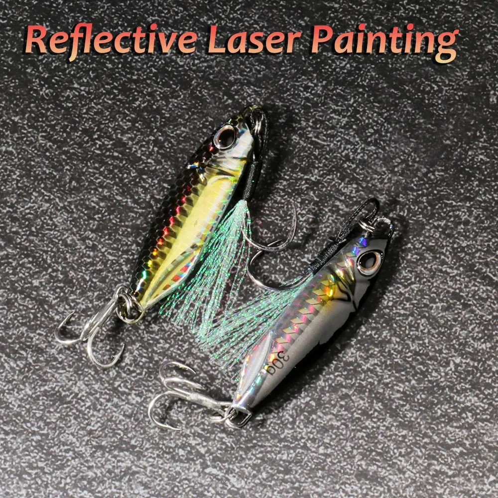 Señuelo de Pesca con plantilla de Metal, 10g, 20g, 30g, 40g, lanzamiento de orilla, Swimbait, cuchara VIB, anzuelo giratorio, señuelo, aparejos oceánicos, cebo Artificial de Pesca - imagen 3