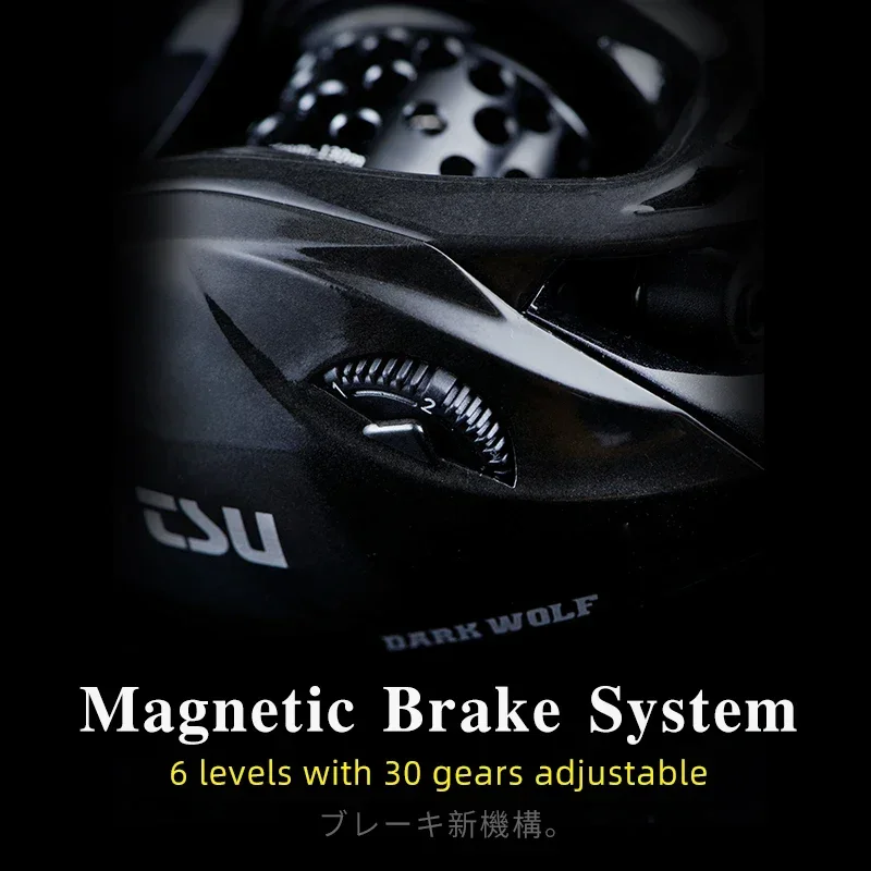 TSURINOYA-carrete de Baitcasting superligero, sistema de freno magnético DARK WOLF 50, bobina de pesca ligera para agua dulce y salada - imagen 4