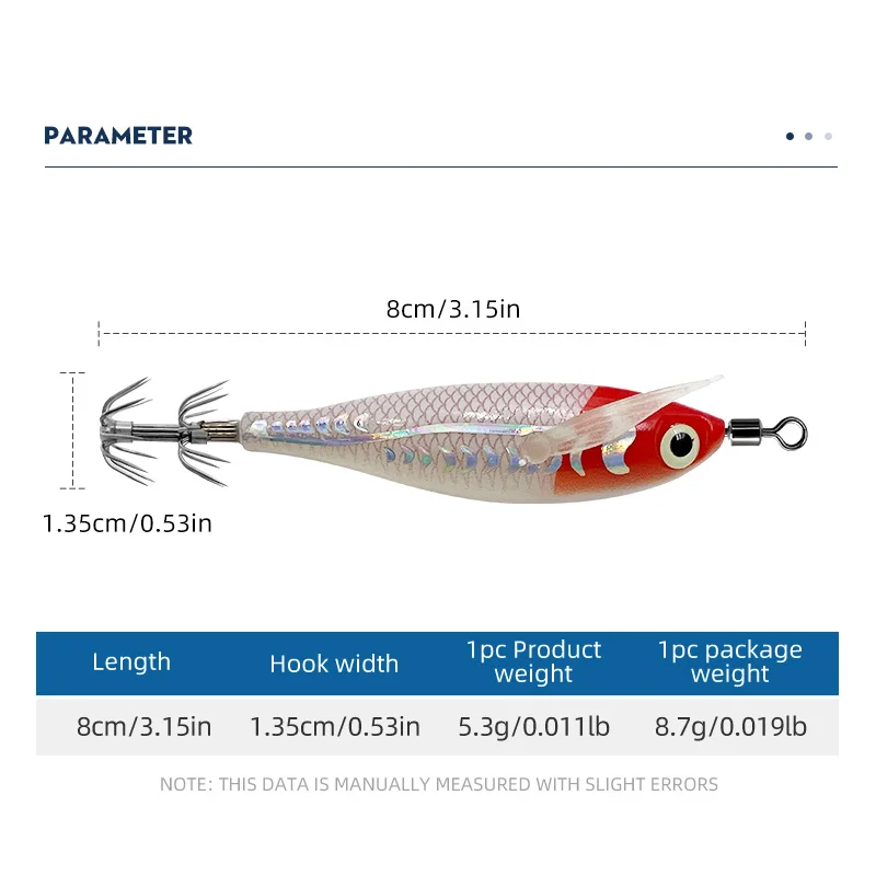 5 uds 3D anzuelo de calamar láser pulpo señuelo de pesca Artificial señuelo de camarón señuelo de camarón de madera anzuelo de calamar resistente - imagen 5