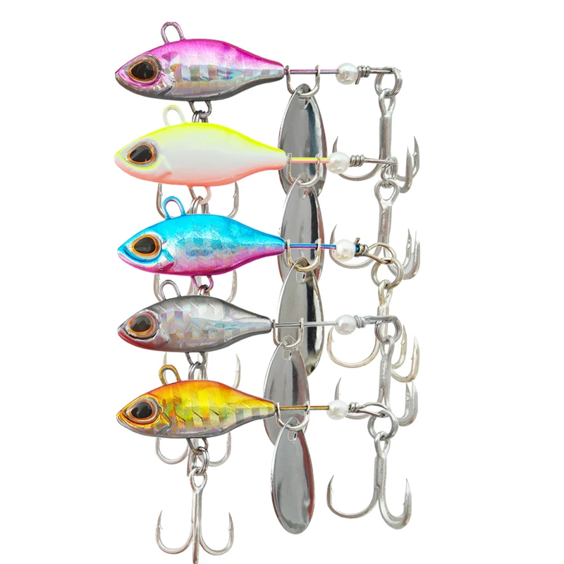 Señuelos de Metal VIB de 7g, 10g, 14g, cebos duros con vibración para trucha y lubina, Señuelos de pesca de agua dulce y salada con anzuelos afilados