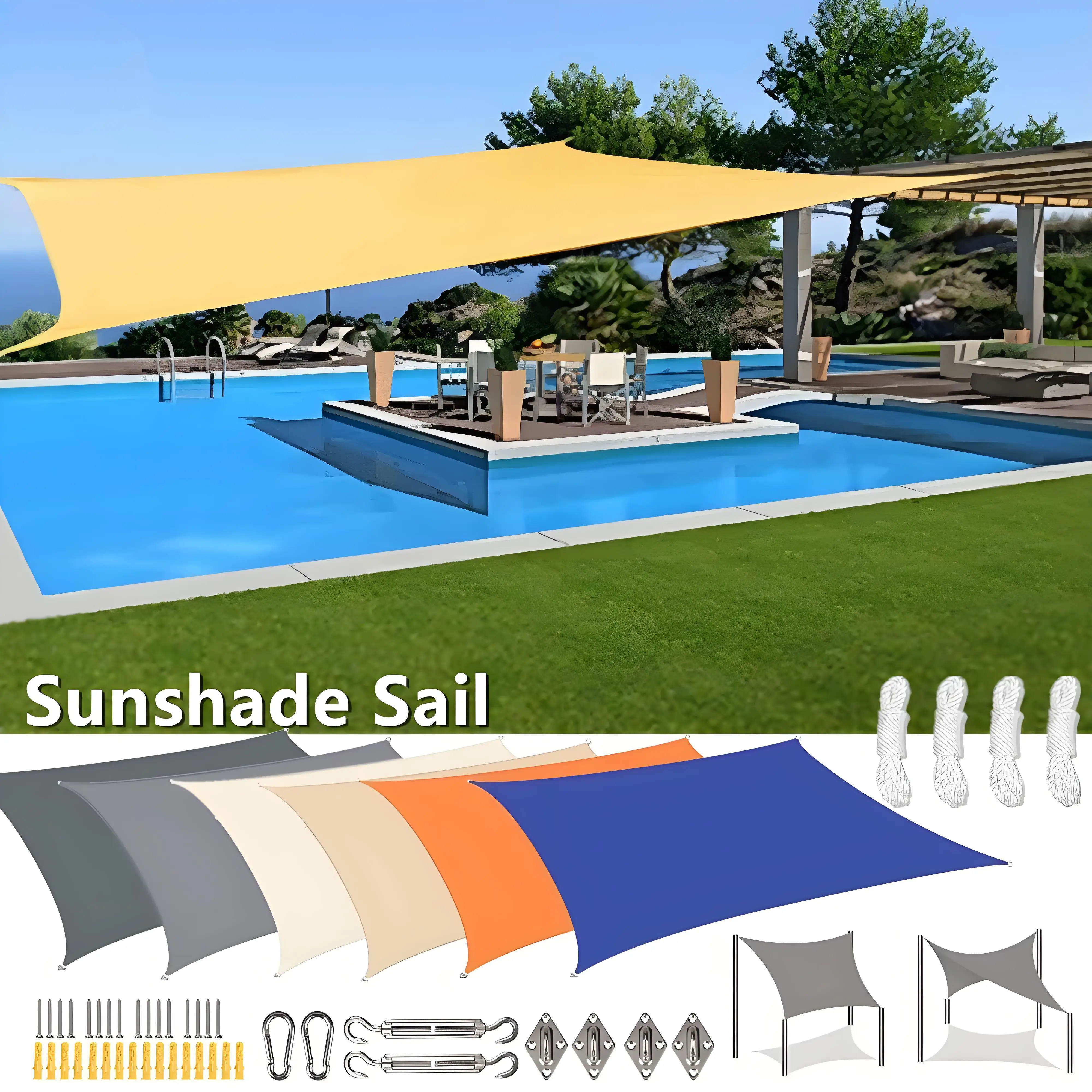 Toldo de vela parasol impermeable, bloque UV rectangular, refugio solar para jardín al aire libre, Patio, patio trasero, toldo de terraza, pantalla de privacidad