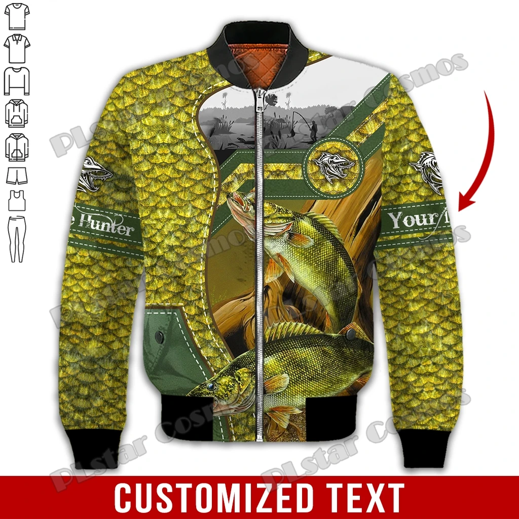 Chaqueta Bomber de invierno para hombre, pesca atún/marlin, nombre personalizado, estampado 3D, abrigo grueso con cremallera y bolsillo, chaqueta informal cálida con cremallera, FX-06 - imagen 4