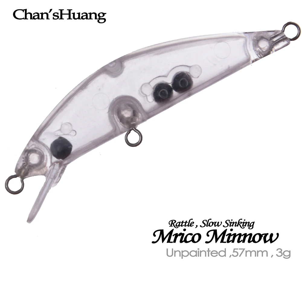 Chan'sHuang 30 Uds Señuelos de pesca sin pintar 57mm 3g hundimiento lento Mirco Minnow DIY cebo de pesca en blanco hecho a mano