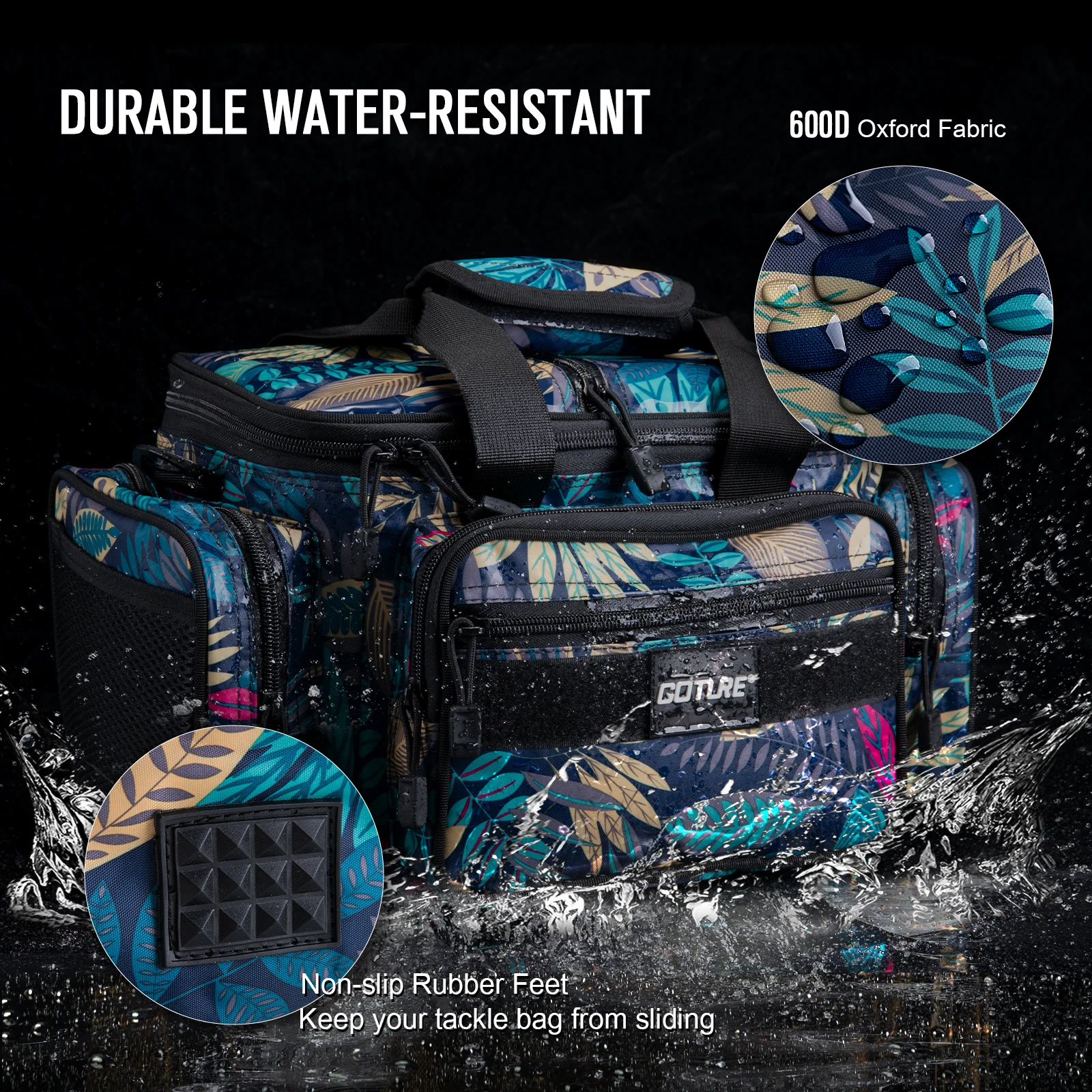 Goture-Bolso cruzado de hombro de tela Oxford 600D para hombre, bolsa de pesca duradera de alta capacidad, almacenamiento, equipo de pesca, al aire libre - imagen 5