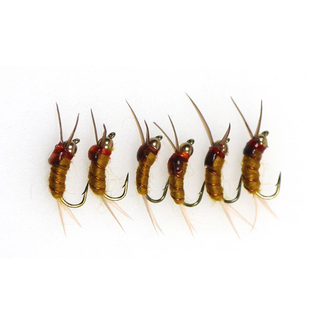 ICERIO-SEÑUELOS de pesca con mosca, 6 unidades, incubación, mayfly Nymph caddis, ninfas, trucha, 12 #