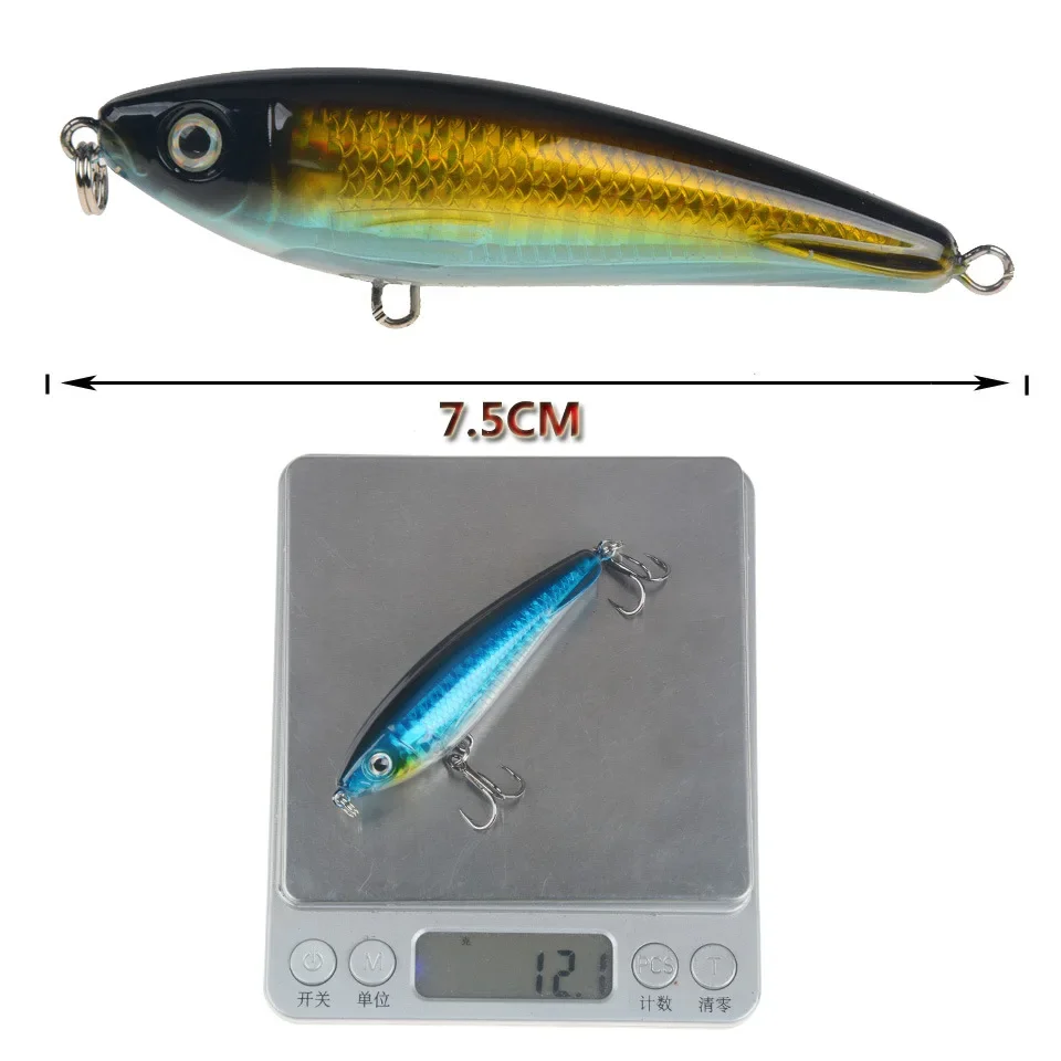 Señuelo de Pesca de lápiz, cebo duro Artificial Wobbler, 1 piezas, 7,5 cm, 12g, 8 # - imagen 2