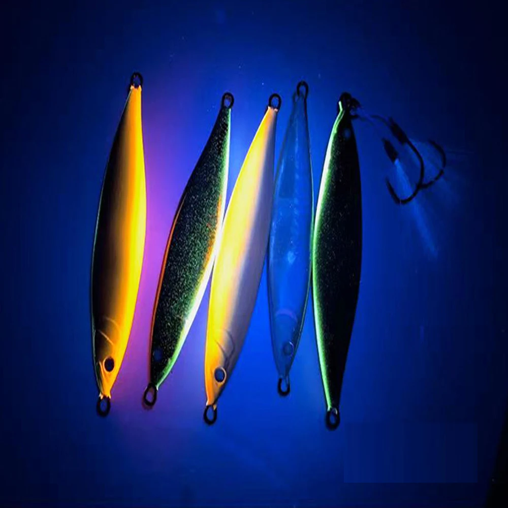 VOLIN-señuelo de pesca Jigging de caída rápida, cebo de Metal con brillo UV, forma de S, 160g200g300g400g, bote de hundimiento en agua salada - imagen 4