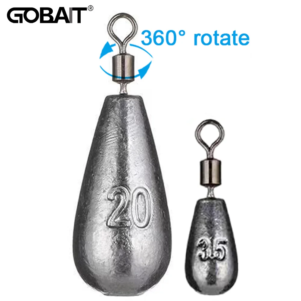 GOBAIT-plomada de Metal para Pesca, lote de 15 unidades, plomos de peso, 3,5g, 5g, 7g, 10g, 14g, 20g