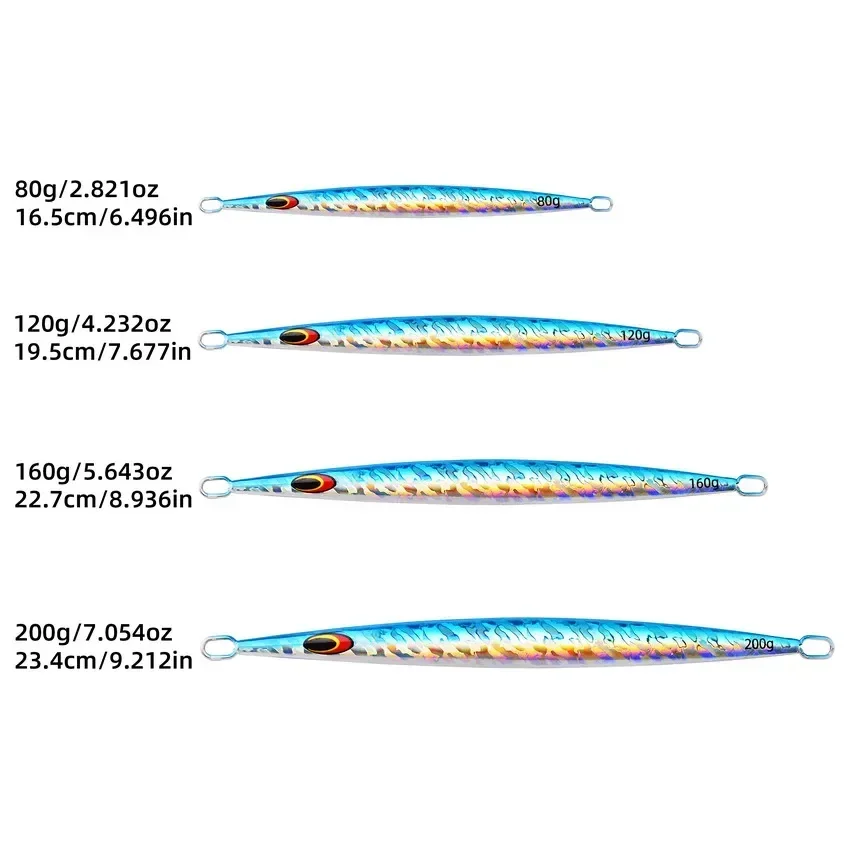 Señuelo de pesca de mar Jigging de Metal, cuchara Wobbler Artificial de hundimiento rápido, cebo duro para accesorios de señuelo de pesca de agua salada, 80-200g - imagen 4