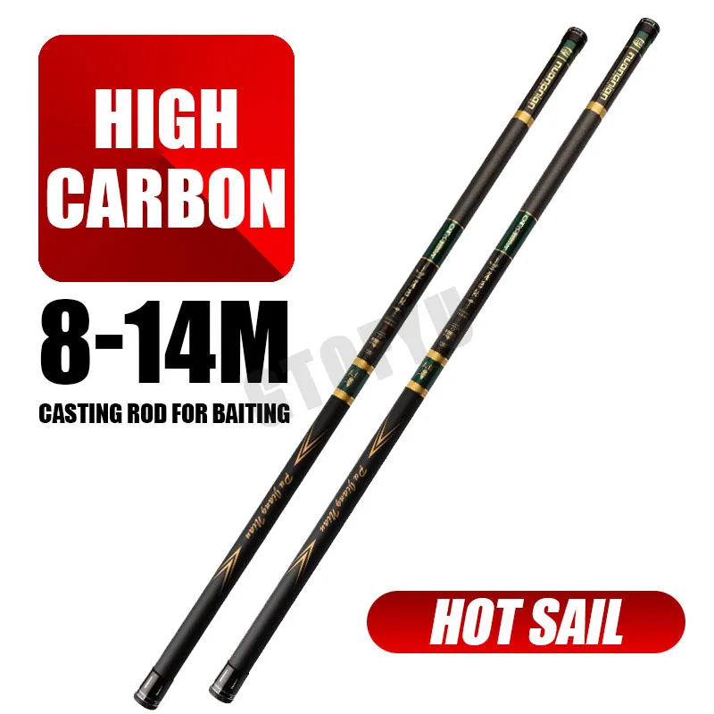 Caña de pescar telescópica ultraligera de 8m, 9m, 10m, 11m, 12m, 13m, 14m, caña de pescar de carbono 46T de muy alta calidad - imagen 3