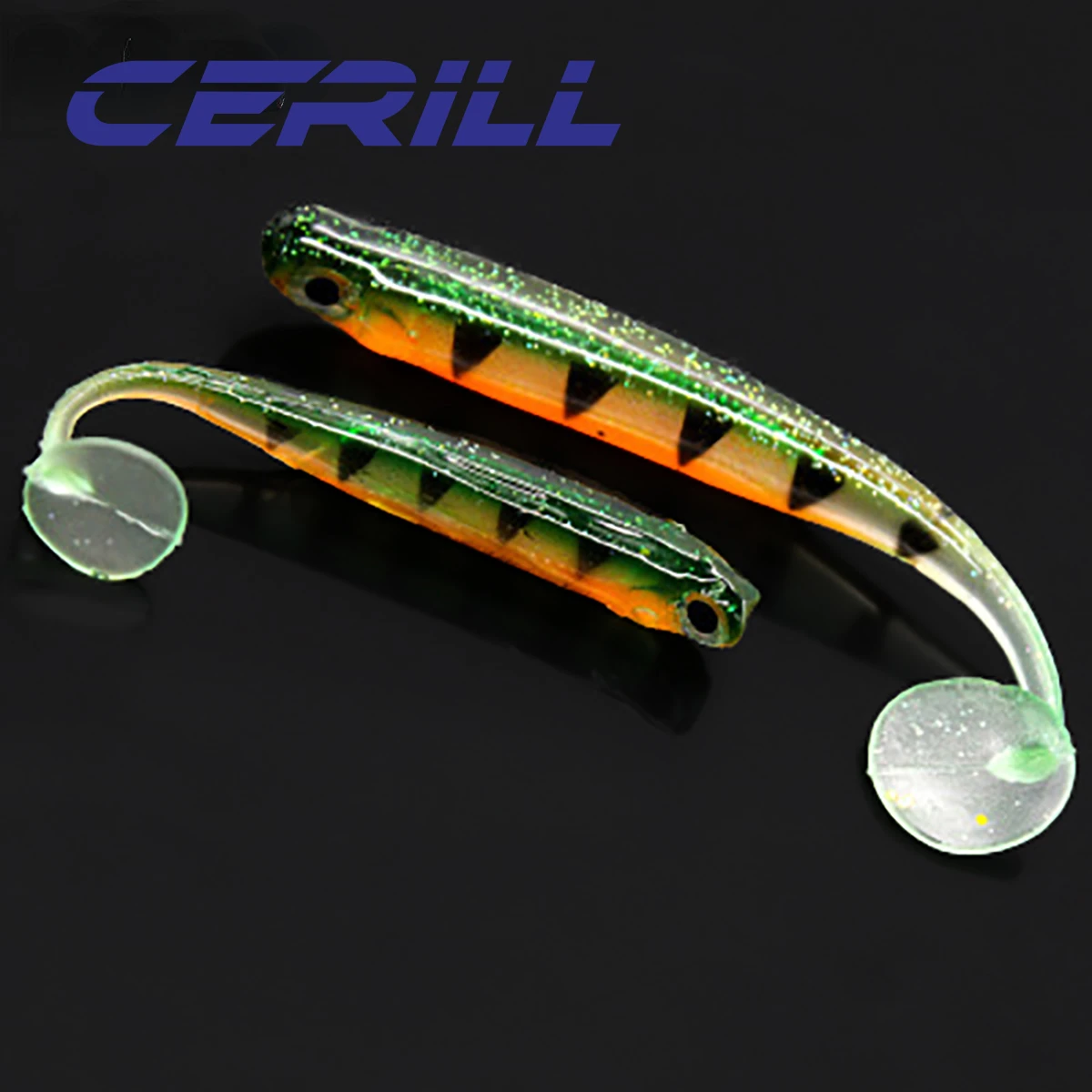 Ceril-señuelo de pesca brillante Artificial, 5 piezas, 9cm, 7cm, diseño de cola de paleta, inserción de papel de aluminio para trucha, aparejos Swimbait - imagen 4