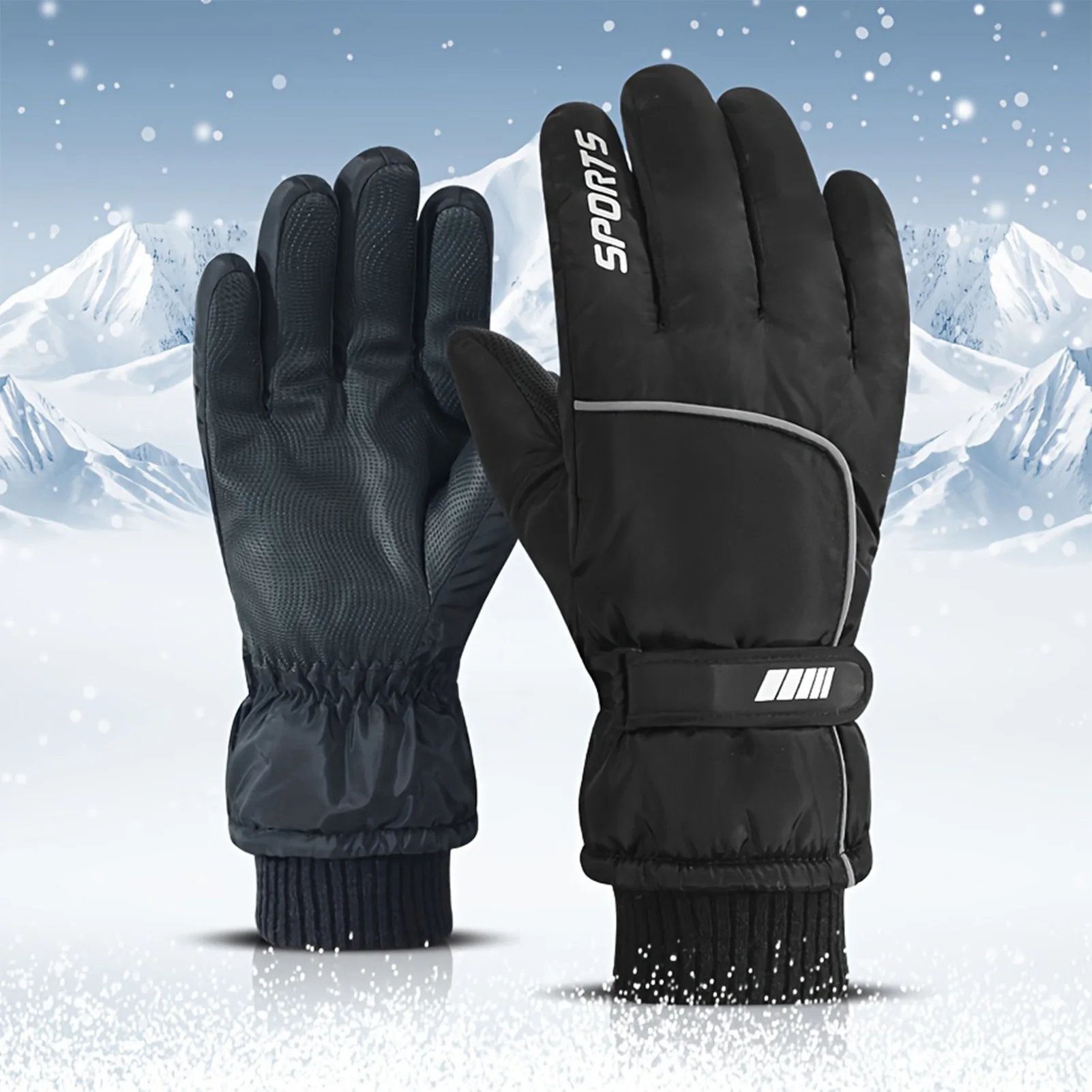 Guantes de esquí de invierno, manoplas de felpa gruesas y cálidas, guantes impermeables a prueba de viento para exteriores, para esquiar, senderismo, ciclismo, montar y pescar - imagen 5