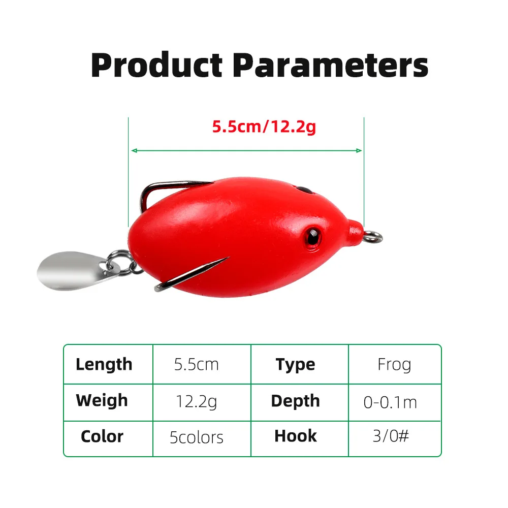 Señuelo de pesca de rana suave, cebo biónico con doble gancho, 6cm/13g - imagen 2