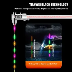 Flotador inteligente de pesca LED superbrillante, flotadores electrónicos luminosos ultraensibles, boya de inducción, cola de flotador de pesca nocturna