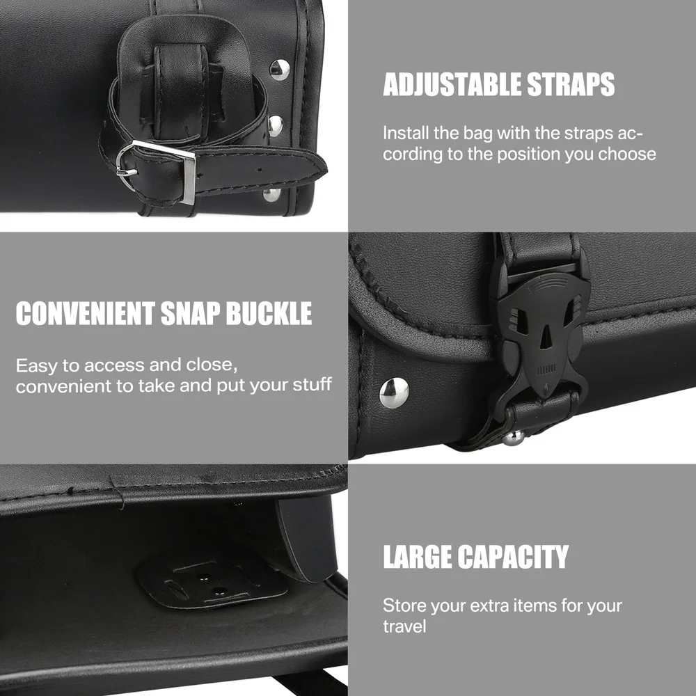 Bolsa de motocicleta, alforjas de cuero PU, horquilla delantera, bolsa de herramientas trasera, equipaje para Harley Chopper Bobber Cruiser Sportster XL 883 1200 - imagen 3