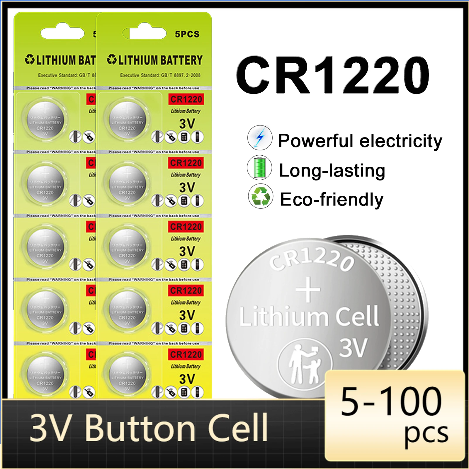 Pilás de botón CR1220 3V – para relojes, calculadoras y juguetes