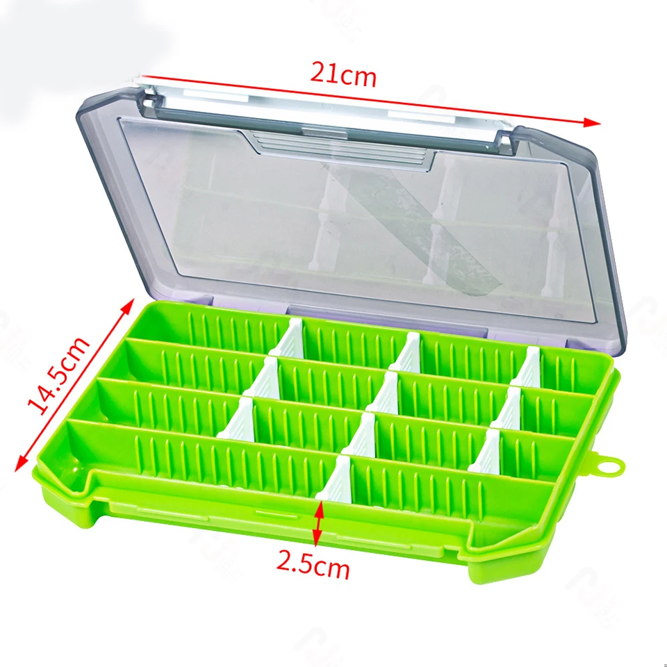 Caja de almacenamiento de cebo de pesca, 14 compartimentos, caja de aparejos de pesca multifuncional portátil - imagen 3