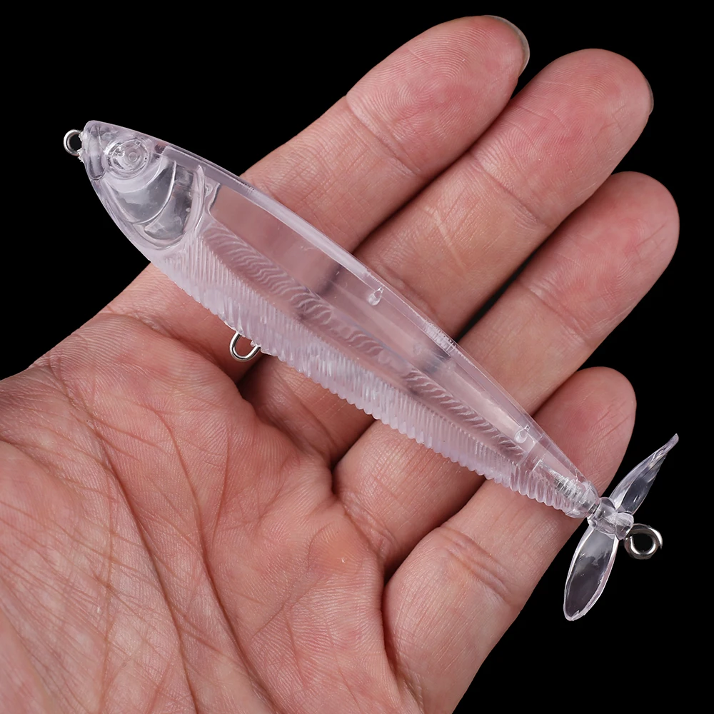 Chan'sHuang-señuelo de pesca Artificial, cebo en blanco sin pintar, 10,5 cm, 10,3g, cola giratoria, Popper Topwater - imagen 5