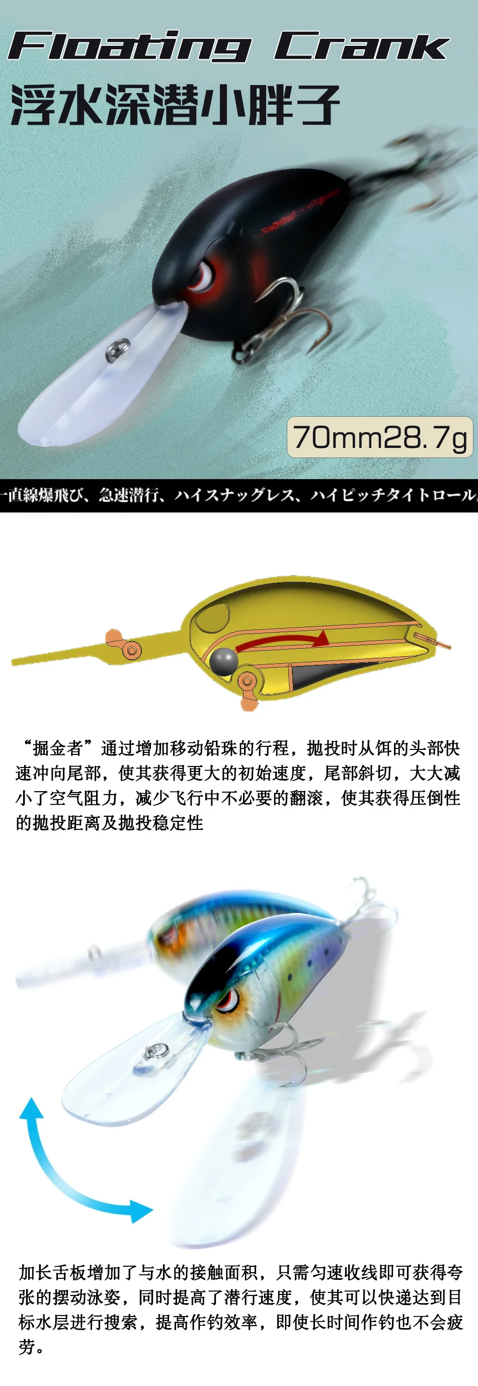 Señuelos de manivela flotante para un rendimiento de pesca mejorado