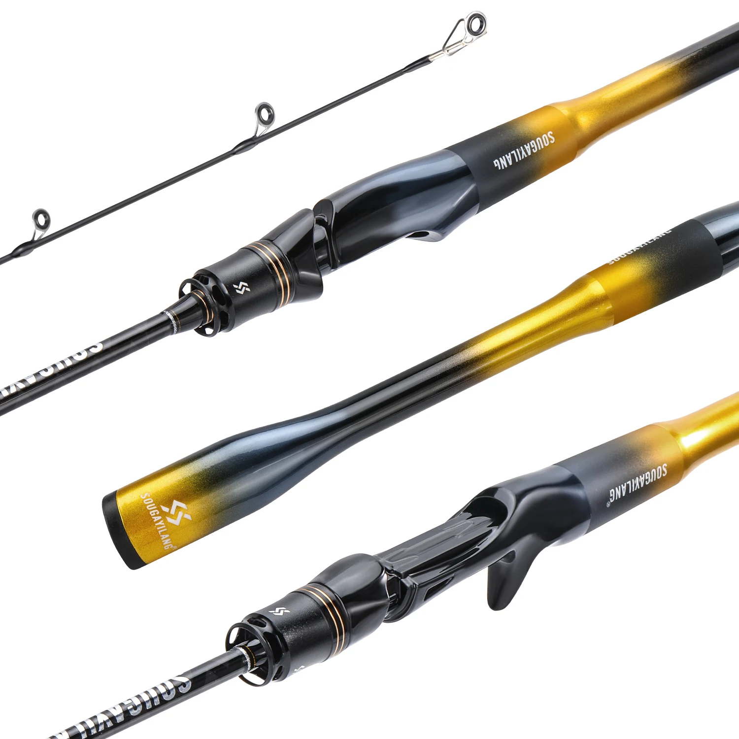 Sougayilang-caña de pescar con señuelo de 2 secciones, 1,8/2,1 m, caña de pescar giratoria de fibra Crabon, Max 14lb, lubina, trucha, Pesca de agua dulce