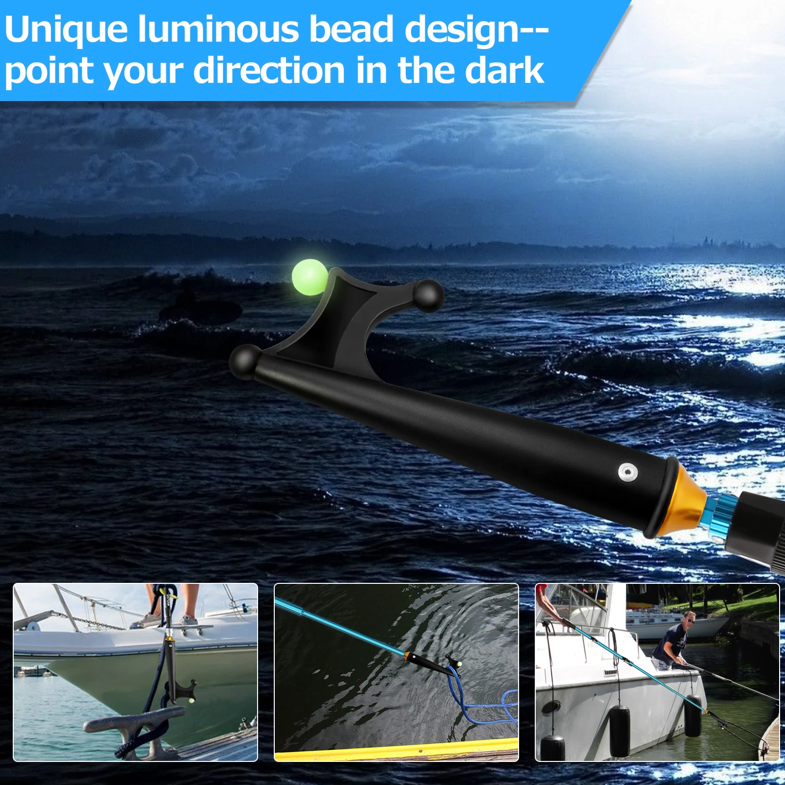 SANLIKE-anzuelo para barco de 2M, longitud retráctil, 78CM, aleación de aluminio, horquilla para barco, poste telescópico, gancho de pesca, accesorios para barcos - imagen 5