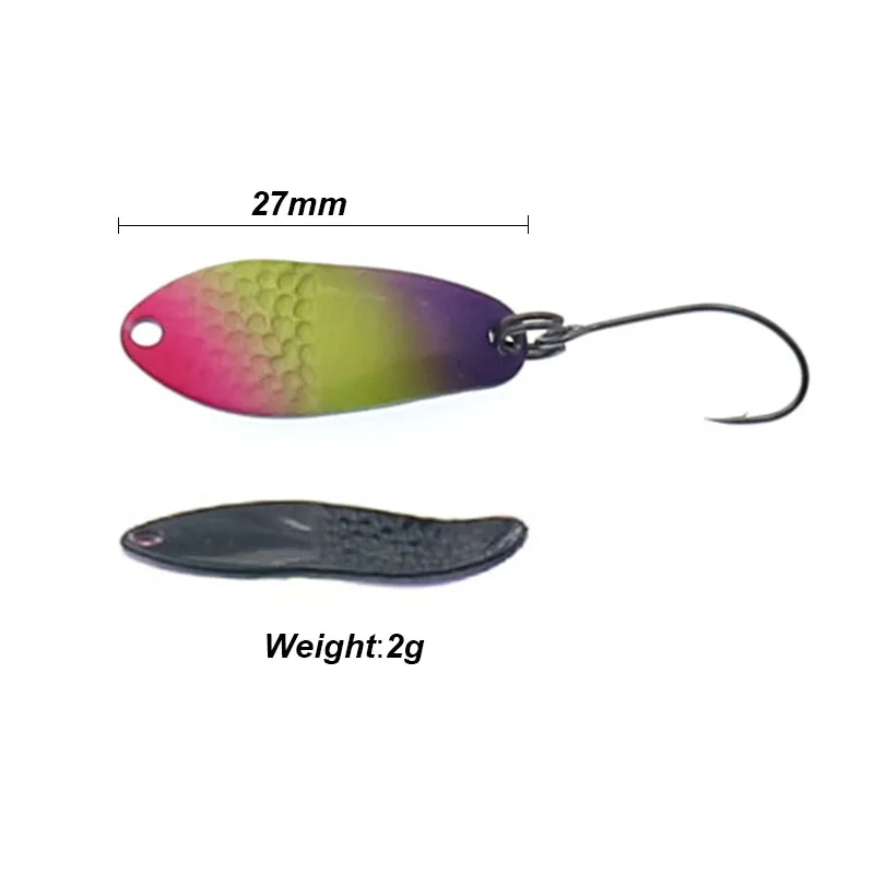 HISTOLURE-señuelo para trucha, 2g, 27mm, Metal, latón, cobre, colorido, Mini cuchara de pesca, cebo, aparejos de corriente de agua dulce para Chub, perca, salmón - imagen 2