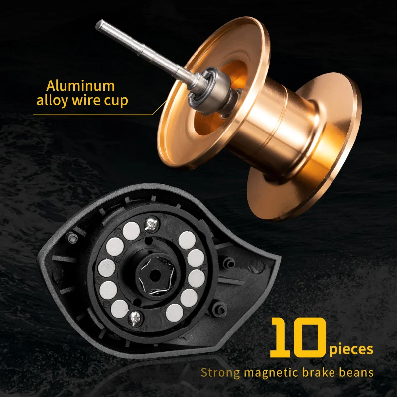 Rooblinos AK Series, relación de engranaje 7,2: 1, rodamiento de bolas 2 + 1, arrastre máximo de 18 libras, carrete de Baitcasting, para agua dulce y salada - imagen 5