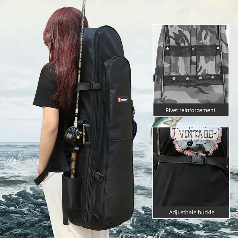 Bolsa de caña de pescar, mochila táctica grande, bolsas de aparejos, hombro al aire libre, herramienta de pesca, paquete de equipo, almacenamiento de equipo, impermeable XA204G - imagen 3