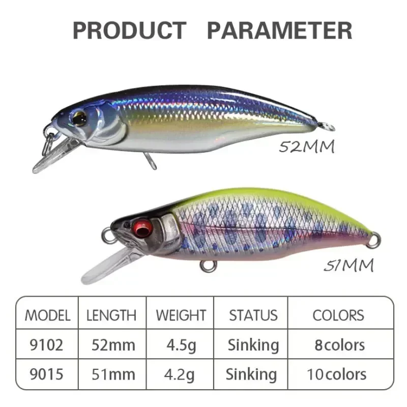 Señuelos de Pesca Micromino que se hunden, 52mm, 4,5g, Jerkbait Wobblers, Minnow Swimbait, cebo duro Artificial de invierno, Pesca, Lucio - imagen 3