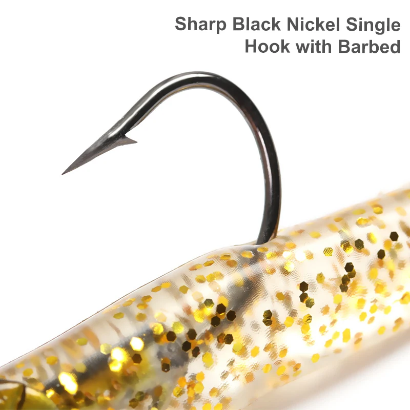 Mosodo-señuelo de pesca con cabeza de pececillo, señuelo suave de 10g, 19g, 34g, Wobbler, Swimbait con anzuelos, cola en T, lubina, aparejos de pesca de mar, 5 piezas - imagen 4