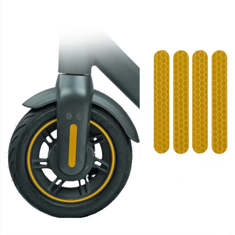 Pegatina reflectante de advertencia para patinete eléctrico, cubierta para rueda delantera y trasera, pegatina reflectante a prueba de polvo para Ninebot Max G30 - imagen 5