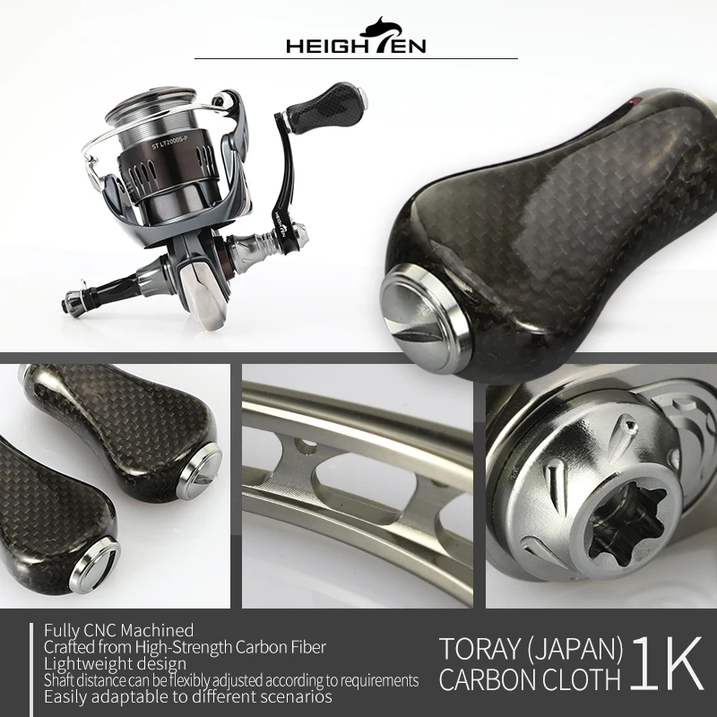 Juego completo de carrete giratorio HEIGHTEN de un solo mango, distancia del husillo ajustable (40 mm a 50 mm) y perillas de carbono de 20 mm |   Compatible - imagen 4